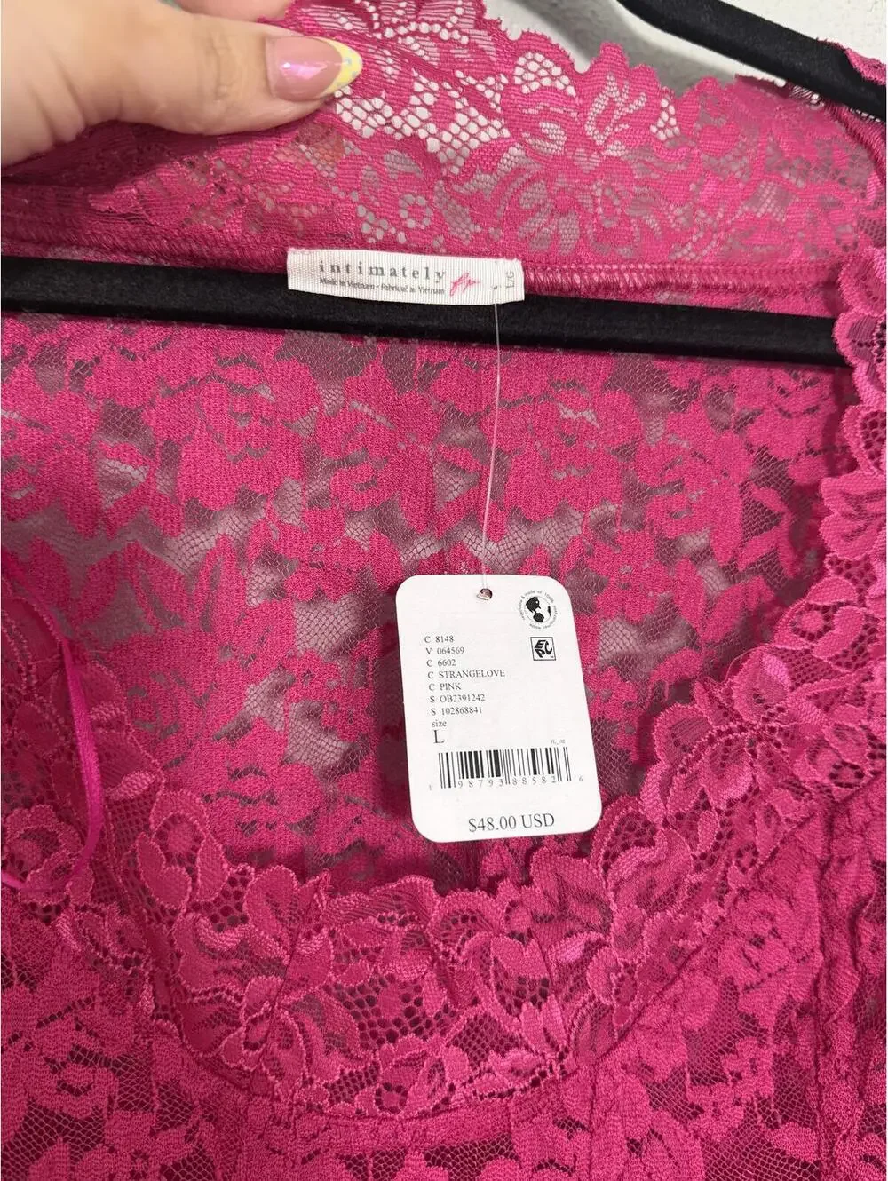 Free People Intimately All Night Long-Sleeve Lace Layering Top - Women Large NWT